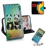 Colored Drawing Pattern Colorful Magnetic Buckle Horizontal Flip PU Leather Case with Holder & Card Slots & Wallet & Lanyard For Galaxy A20 / A30(Two Pandas)