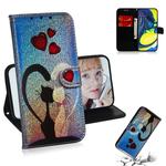 Colored Drawing Pattern Colorful Magnetic Buckle Horizontal Flip PU Leather Case with Holder & Card Slots & Wallet & Lanyard For Galaxy A80 / A90(Love Cat)