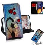 Colored Drawing Pattern Colorful Magnetic Buckle Horizontal Flip PU Leather Case with Holder & Card Slots & Wallet & Lanyard For Galaxy M40/A60(Love Cat)