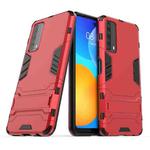 For Huawei P smart 2021 PC + TPU Shockproof Protective Case with Holder(Red)