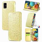 Blooming Mandala Embossed Pattern Magnetic Horizontal Flip Leather Case with Holder & Card Slots & Wallet For Samsung Galaxy A51(Yellow)