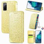 Blooming Mandala Embossed Pattern Magnetic Horizontal Flip Leather Case with Holder & Card Slots & Wallet For Samsung Galaxy S20 FE(Yellow)