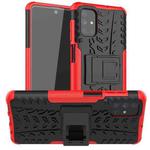 For Samsung Galaxy M51 Tire Texture Shockproof TPU+PC Protective Case with Holder(Red)