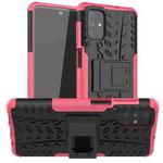 For Samsung Galaxy M51 Tire Texture Shockproof TPU+PC Protective Case with Holder(Pink)