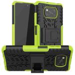 For Xiaomi Poco X3 Tire Texture Shockproof TPU+PC Protective Case with Holder(Green)
