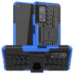 For Xiaomi Mi 10T / 10T Pro 5G Tire Texture Shockproof TPU+PC Protective Case with Holder(Blue)