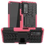 For Xiaomi Mi 10T / 10T Pro 5G Tire Texture Shockproof TPU+PC Protective Case with Holder(Pink)