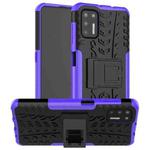 For Motorola Moto G9 Plus Tire Texture Shockproof TPU+PC Protective Case with Holder(Purple)