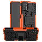 For Motorola Moto G9 Plus Tire Texture Shockproof TPU+PC Protective Case with Holder(Orange)