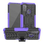 For OPPO A53 / A32 Tire Texture Shockproof TPU+PC Protective Case with Holder(Purple)