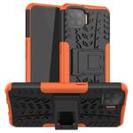 For OPPO F17 Tire Texture Shockproof TPU+PC Protective Case with Holder(Orange)