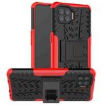 For OPPO F17 Pro Tire Texture Shockproof TPU+PC Protective Case with Holder(Red)