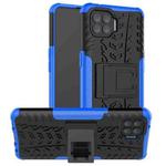 For OPPO F17 Pro Tire Texture Shockproof TPU+PC Protective Case with Holder(Blue)