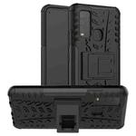 For vivo Y50 Tire Texture Shockproof TPU+PC Protective Case with Holder(Black)