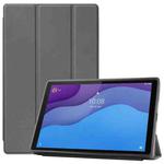 For Lenovo Tab M10 HD 2nd Gen TB-X306 Caster Pattern Horizontal Flip Tablet PC Protective Leather Case with Tri-fold Bracket & Sleep Function(Gray)