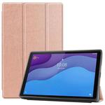 For Lenovo Tab M10 HD 2nd Gen TB-X306 Caster Pattern Horizontal Flip Tablet PC Protective Leather Case with Tri-fold Bracket & Sleep Function(Rose Gold)