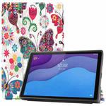 For Lenovo Tab M10 HD 2nd Gen TB-X306 Painted Pattern Horizontal Flip Tablet PC Leather Case with Tri-fold Bracket & Sleep / Wake-up Function(Color Butterfly)