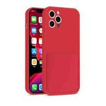For iPhone 12 mini Liquid Silicone Skin Feel Shockproof Protective Case with Card Slot (Red)