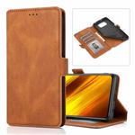 For Xiaomi Poco X3 NFC Retro Magnetic Closing Clasp Horizontal Flip Leather Case with Holder & Card Slots & Photo Frame & Wallet(Brown)
