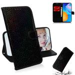 For Huawei P smart 2021 / Y7a Solid Color Colorful Magnetic Buckle Horizontal Flip PU Leather Case with Holder & Card Slots & Wallet & Lanyard(Black)