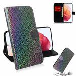 For Samsung Galaxy S21 5G Solid Color Colorful Magnetic Buckle Horizontal Flip PU Leather Case with Holder & Card Slots & Wallet & Lanyard(Silver)