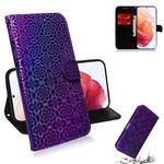 For Samsung Galaxy S21 5G Solid Color Colorful Magnetic Buckle Horizontal Flip PU Leather Case with Holder & Card Slots & Wallet & Lanyard(Purple)