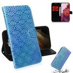 For Samsung Galaxy S21 Ultra 5G Solid Color Colorful Magnetic Buckle Horizontal Flip PU Leather Case with Holder & Card Slots & Wallet & Lanyard(Sky Blue)
