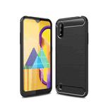 For Samsung Galaxy M01 Brushed Texture Carbon Fiber TPU Case(Black)