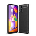 For Samsung Galaxy M31s Brushed Texture Carbon Fiber TPU Case(Black)