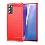 For Samsung Galaxy Note20 Brushed Texture Carbon Fiber TPU Case(Red)