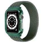 Weave Wrist Strap Watch Bands with Frame For Apple Watch Series  7  45mm / & 6 & SE & 5 & 4 44mm , Length:128mm(Dark Olive Green)