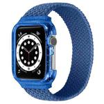 Weave Wrist Strap Watch Bands with Frame For Apple Watch Series  7  45mm / & 6 & SE & 5 & 4 44mm , Length:128mm(Cold Sea Blue)