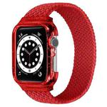 Weave Wrist Strap Watch Bands with Frame For Apple Watch Series  7  45mm / & 6 & SE & 5 & 4 44mm , Length:135mm(Red)
