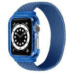 Weave Wrist Strap Watch Bands with Frame For Apple Watch Series  7  45mm / & 6 & SE & 5 & 4 44mm , Length:135mm(Cold Sea Blue)