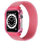 Weave Wrist Strap Watch Bands with Frame For Apple Watch Series  7  45mm / & 6 & SE & 5 & 4 44mm , Length:135mm(Bright Pink)