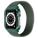 Weave Wrist Strap Watch Bands with Frame For Apple Watch Series 7 45mm / 6 & SE & 5 & 4 44mm / 3 & 2 & 1 42mm, Length:145mm(Dark Olive Green)
