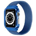 Weave Wrist Strap Watch Bands with Frame For Apple Watch Series 7 45mm / 6 & SE & 5 & 4 44mm / 3 & 2 & 1 42mm, Length:145mm(Cold Sea Blue)