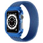 Weave Wrist Strap Watch Bands with Frame For Apple Watch Series  7  45mm / & 6 & SE & 5 & 4 44mm , Length:160mm(Cold Sea Blue)