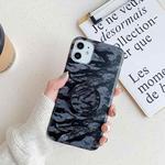 For iPhone 12 mini Shockproof IMD Camouflage TPU Protective Case with Holder (Black)