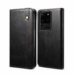 For Samsung Galaxy S20 UItra Simple Wax Crazy Horse Texture Horizontal Flip Leather Case with Card Slots & Wallet(Black)