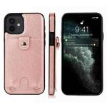 For iPhone 12 mini Shockproof PU Leather + TPU Protective Case with Card Slot & Lanyard (Rose Gold)