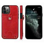 For iPhone 12 Pro Max Shockproof PU Leather + TPU Protective Case with Card Slot & Lanyard(Red)