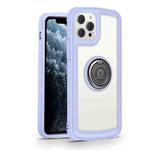 Military Industry Acrylic Backplane Shockproof Protective Case with Ring Holder For iPhone 12 / 12 Pro(Purple)