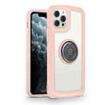 Military Industry Acrylic Backplane Shockproof Protective Case with Ring Holder For iPhone 12 / 12 Pro(Pink)