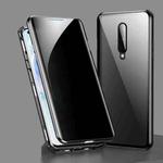 For OnePlus 8 Four-corner Shockproof Anti-peeping Magnetic Metal Frame Double-sided Tempered Glass Case(Black)