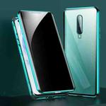 For OnePlus 8 Four-corner Shockproof Anti-peeping Magnetic Metal Frame Double-sided Tempered Glass Case(Green)