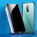 For OnePlus 8 Pro Four-corner Shockproof Anti-peeping Magnetic Metal Frame Double-sided Tempered Glass Case(Blue)