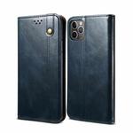 For iPhone 11 Pro Simple Wax Crazy Horse Texture Horizontal Flip Leather Case with Card Slots & Wallet (Navy Blue)