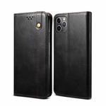 For iPhone 11 Pro Max Simple Wax Crazy Horse Texture Horizontal Flip Leather Case with Card Slots & Wallet (Black)