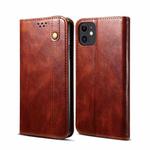 For iPhone 12 mini Simple Wax Crazy Horse Texture Horizontal Flip Leather Case with Card Slots & Wallet (Brown)